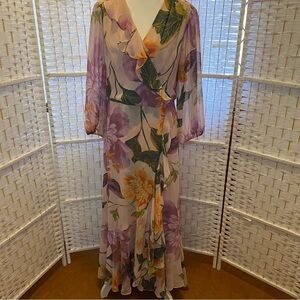Floral Faux Wrap Maxi Dress by Madison Tara size 16